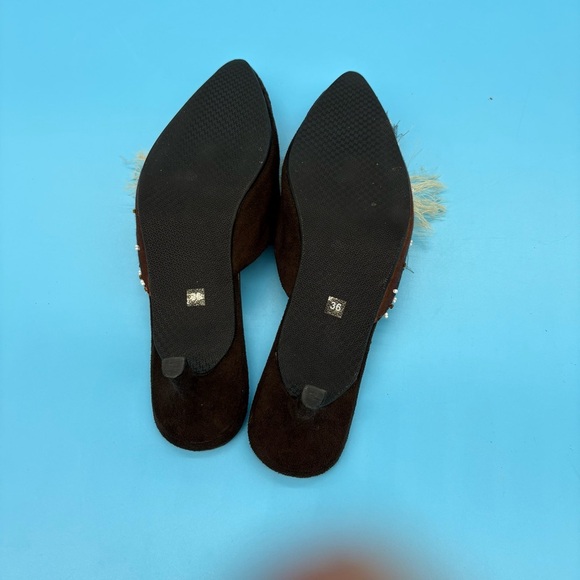 Foratempo Vintage Embellished Brown Women's Slides with Kitten Heels Size 36/5.5 - Picture 8 of 8
